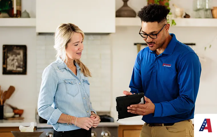 Technician consulting with homeowner using tablet